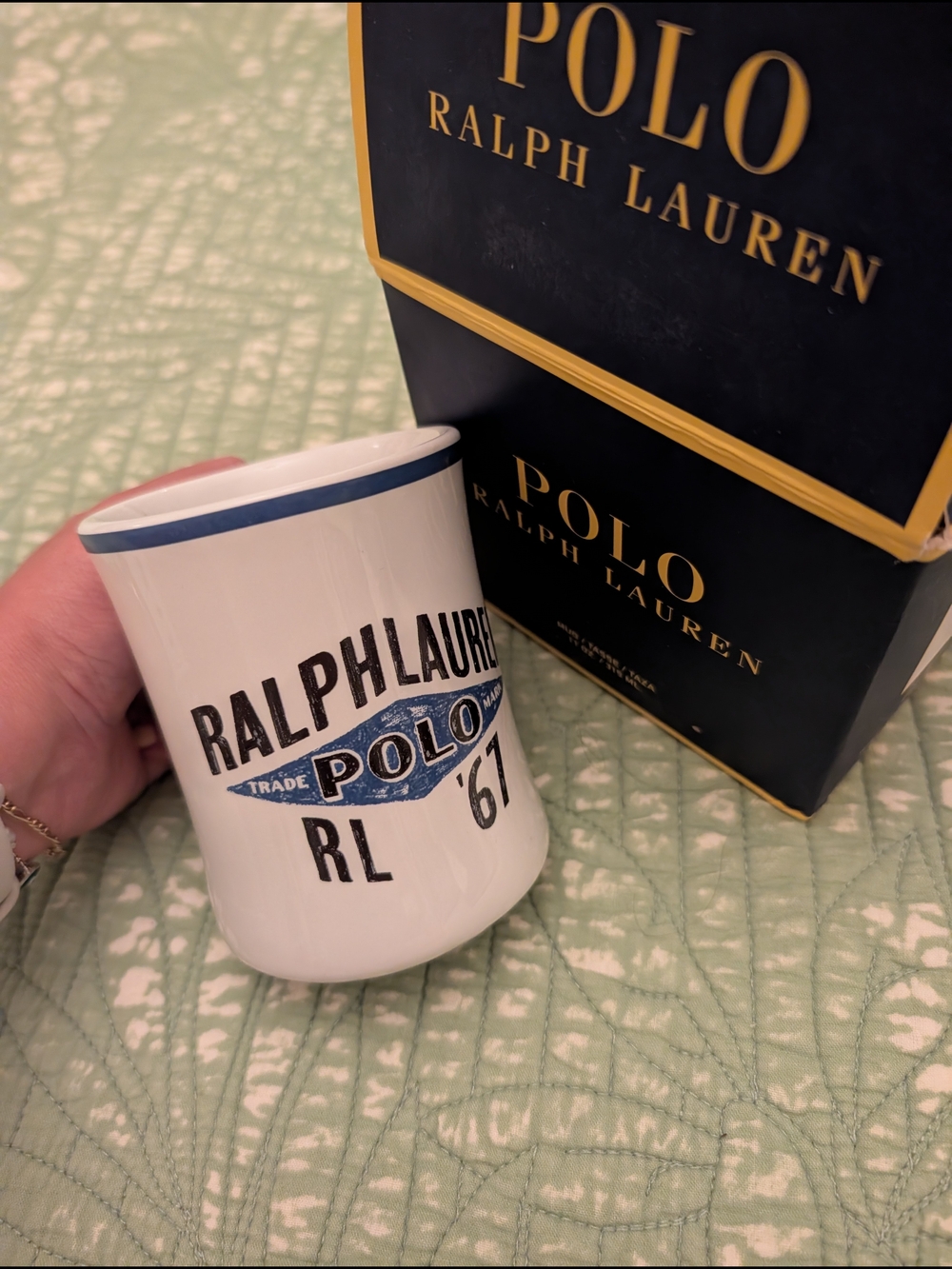 Ralph Lauren Polo Blue & White Logo Ceramic Mug
